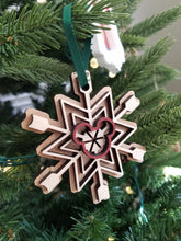 Load image into Gallery viewer, Woodcut Arrow/Mickey Snowflake Ornament
