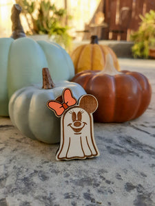 "Mickey And Minnie Ghost Pair" Pin/Magnet